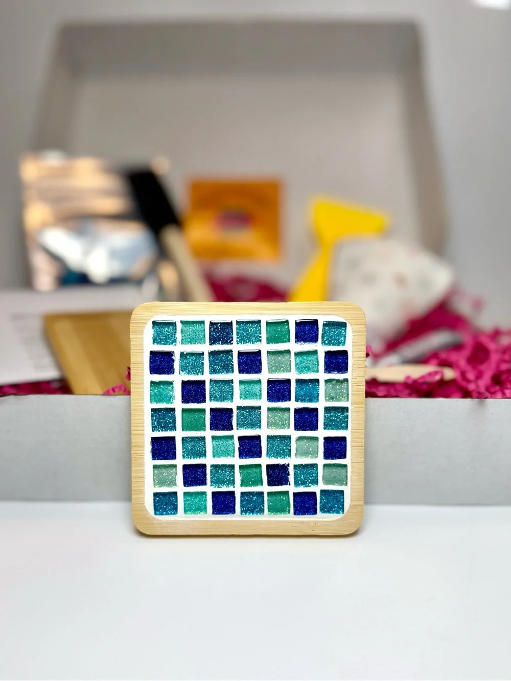 DIY Mosaic Tile Coaster Making Kit- Blue